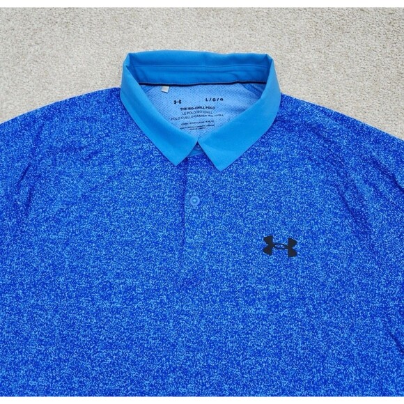 Under Armour The Iso-Chill Polo Golf Shirt Athletics Heather Blue Men L NWT - Picture 2 of 9